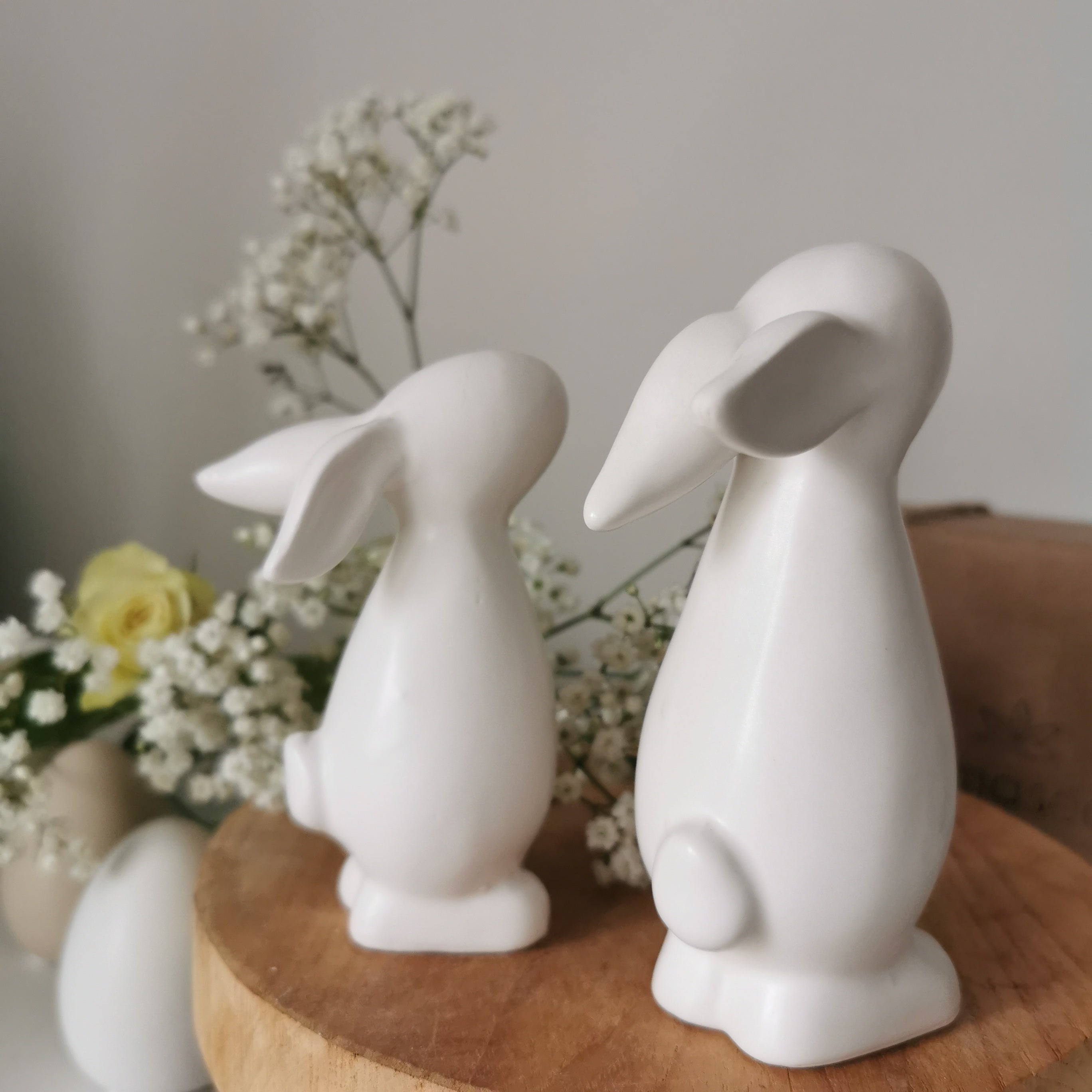 Matt White Ceramic Bunny Rabbit Standing Easter Decoration