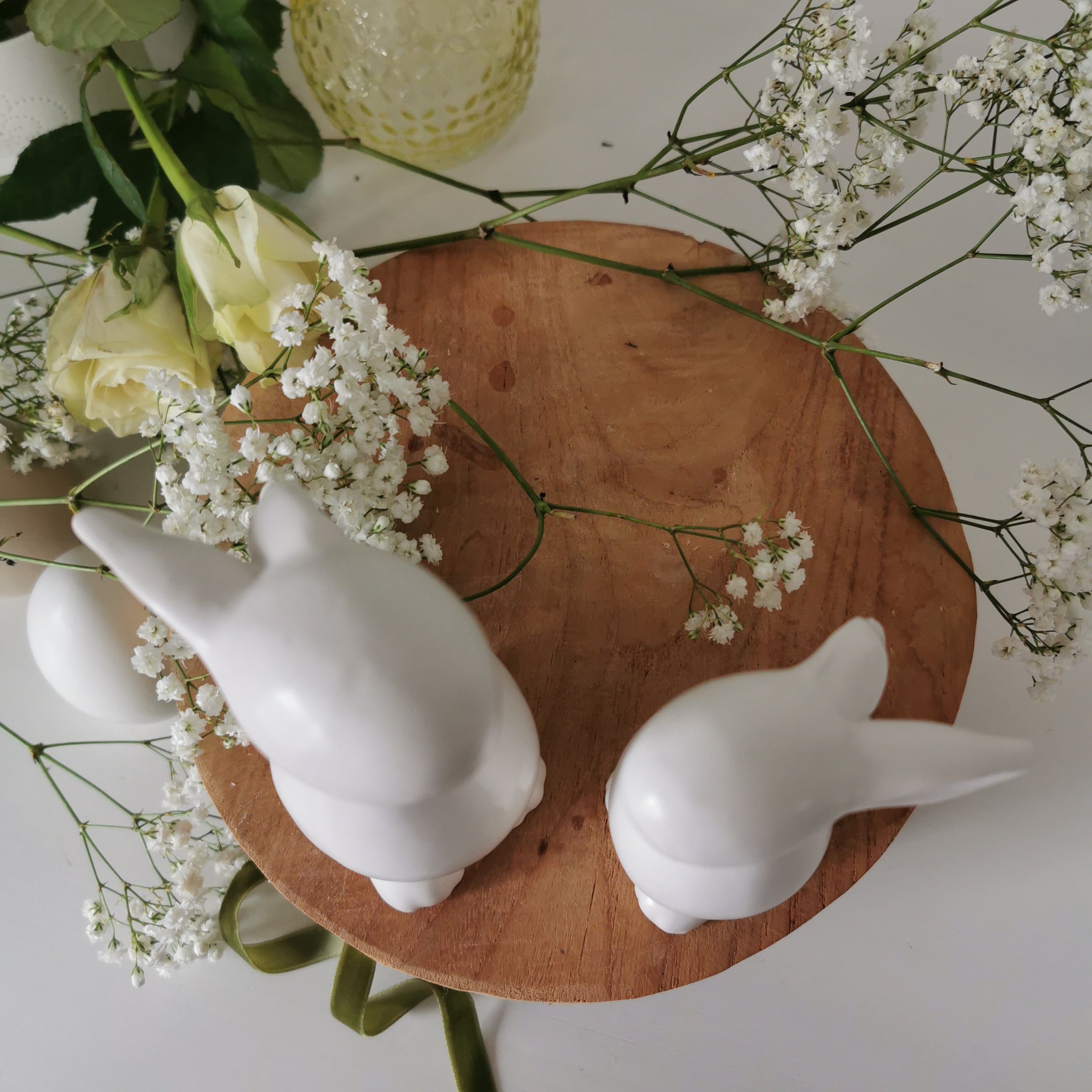 Matt White Ceramic Bunny Rabbit Standing Easter Decoration