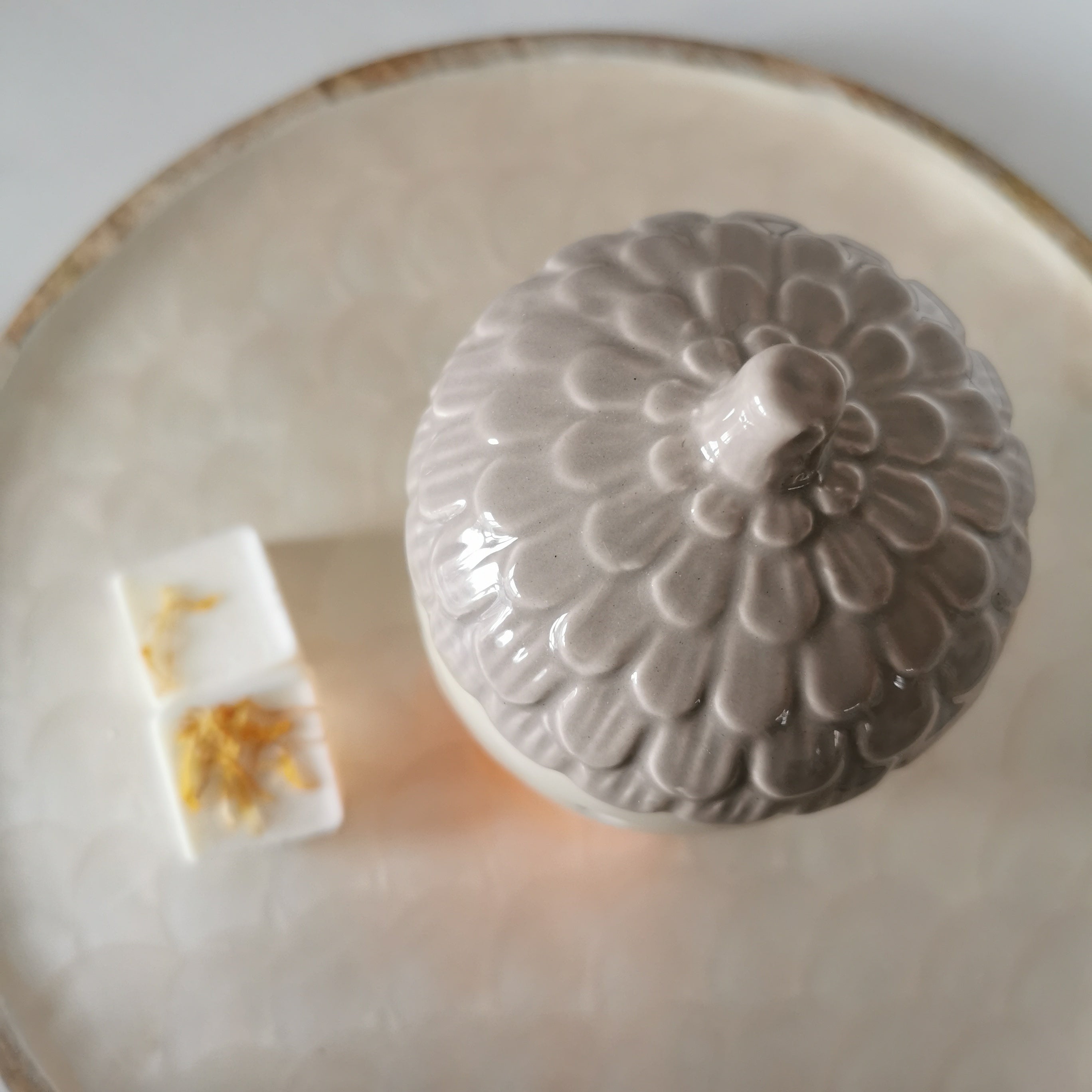 Cream Acorn Shaped Wax Melt Burner with lid