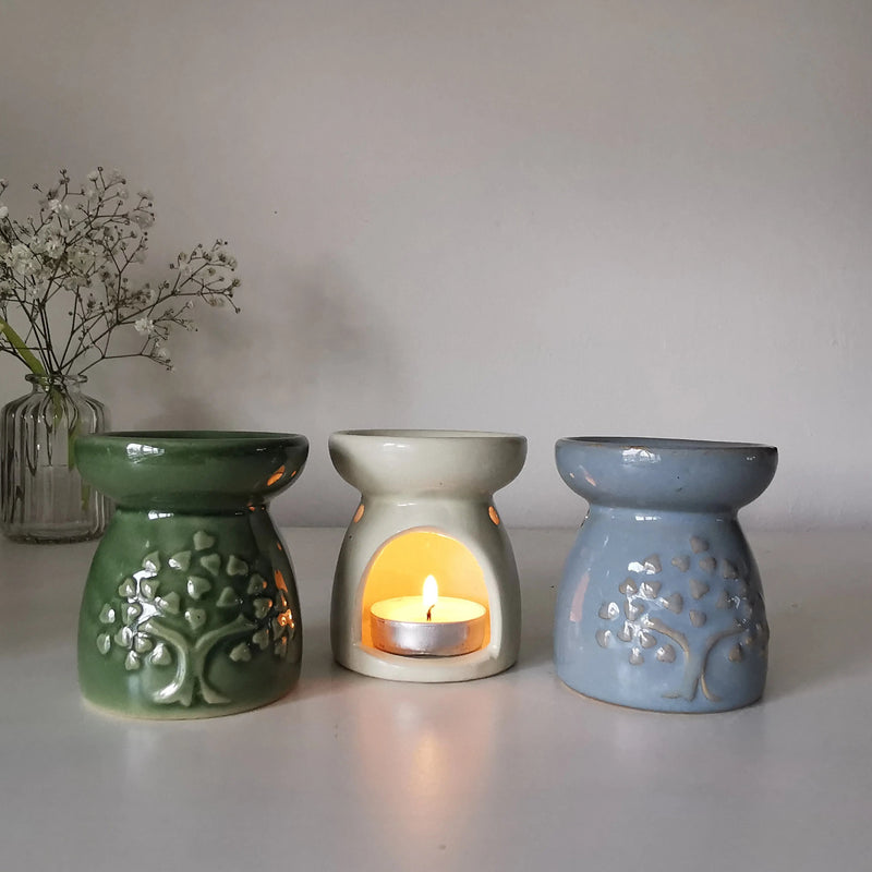 Tree of Life Oil Burner – Small Ceramic Design, 7cm   Handcrafted Sustainable Living  Almasea