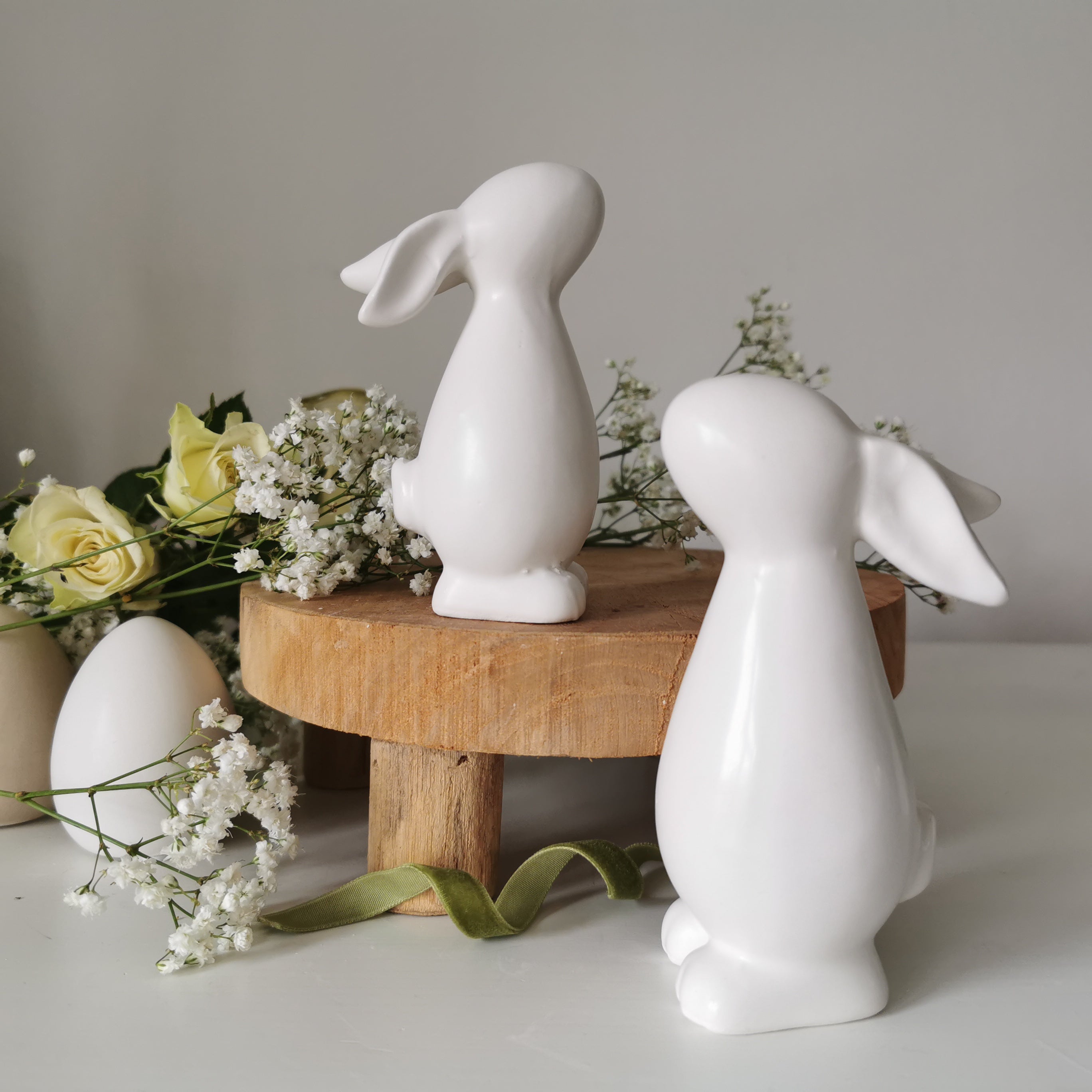 Matt White Ceramic Bunny Rabbit Standing Easter Decoration