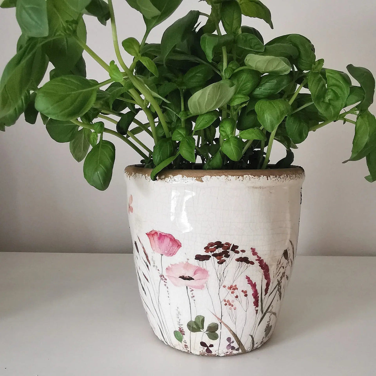 Vintage Ceramic Planters – Pink Wildflower Design   Handcrafted Sustainable Living  Almasea