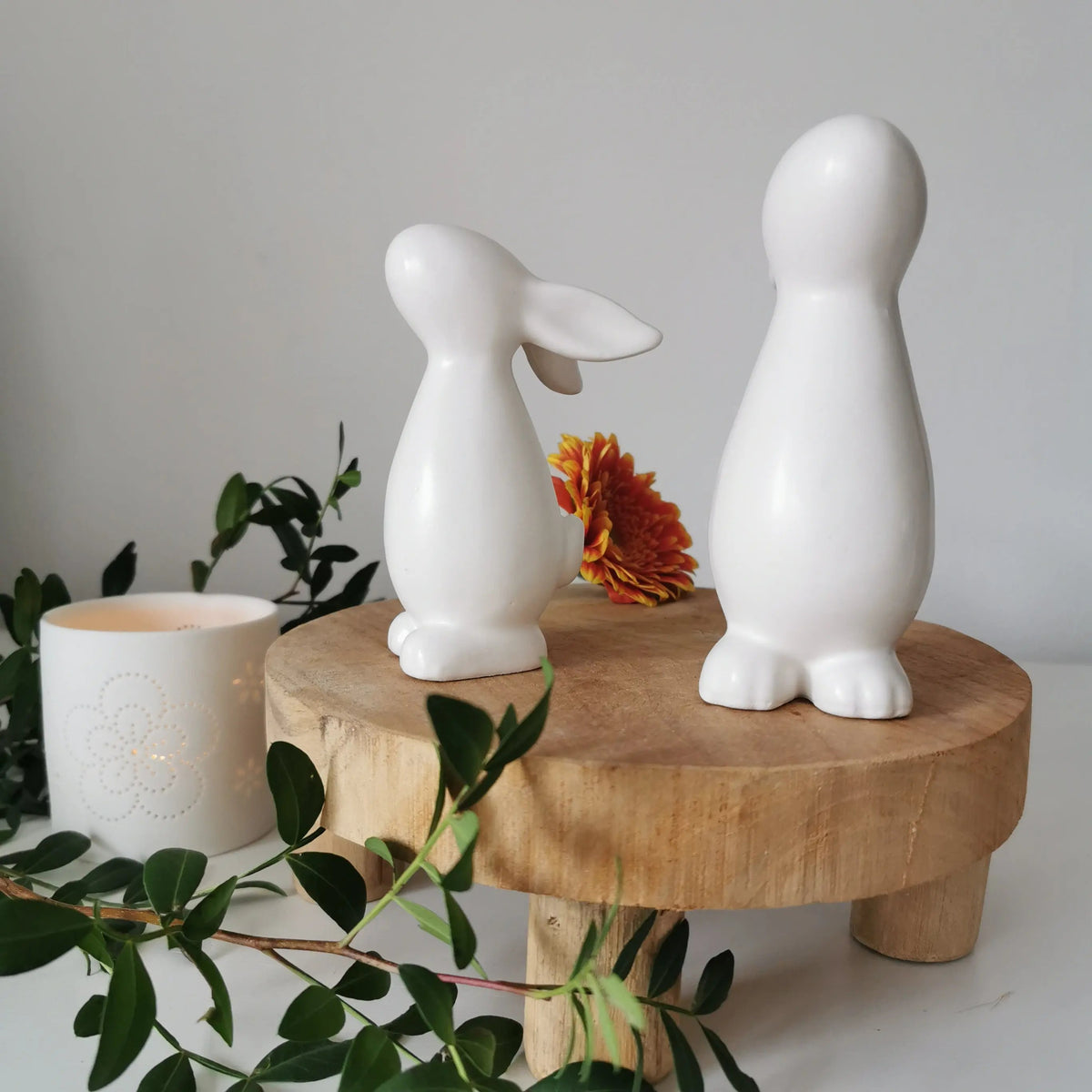 White Ceramic Bunny – Matt Standing Easter Decoration   Handcrafted Sustainable Living  Almasea