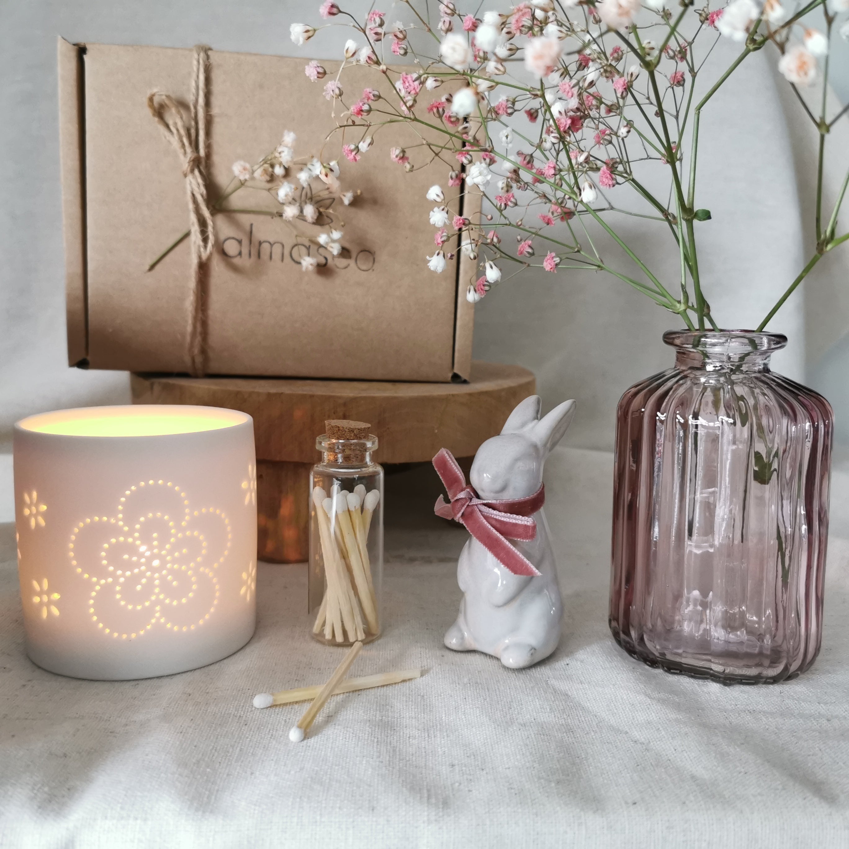 Hello Spring Tealight holder vase Gift Set