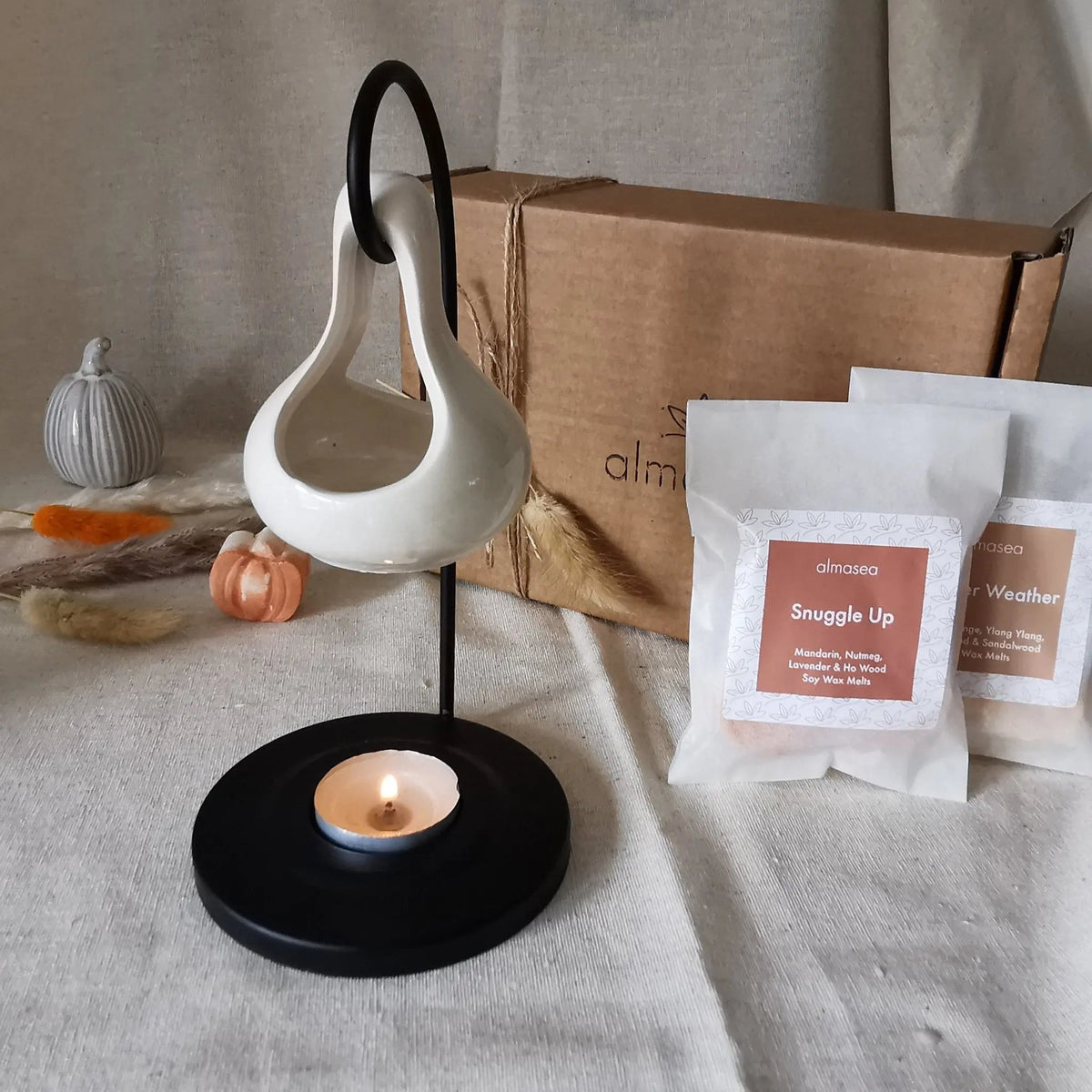 Teardrop Wax Burner Gift Set in Cream