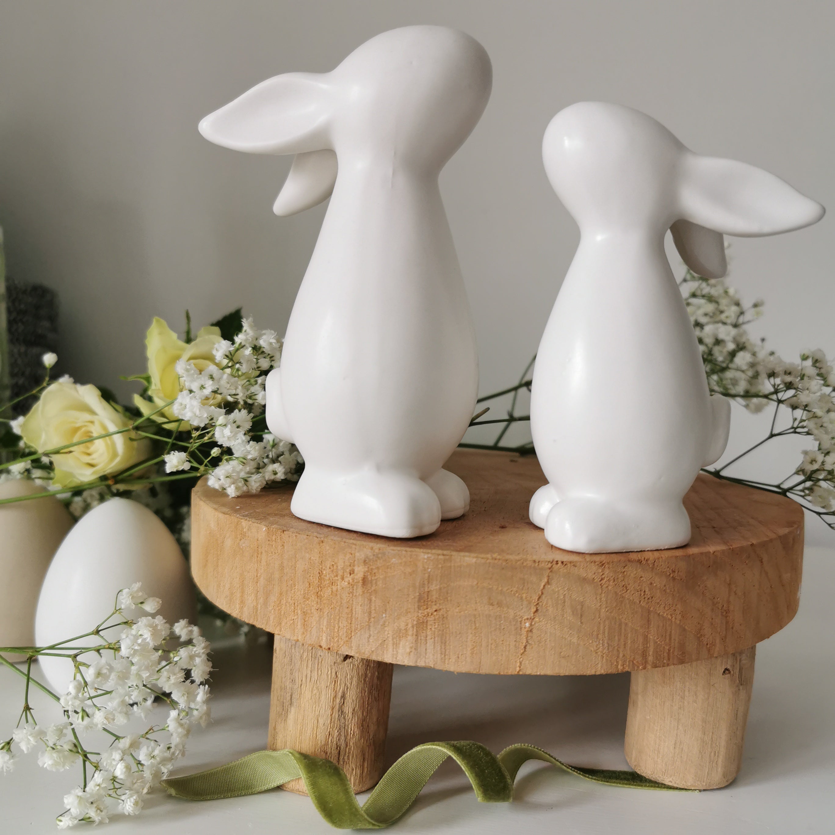 Matt White Ceramic Bunny Rabbit Standing Easter Decoration