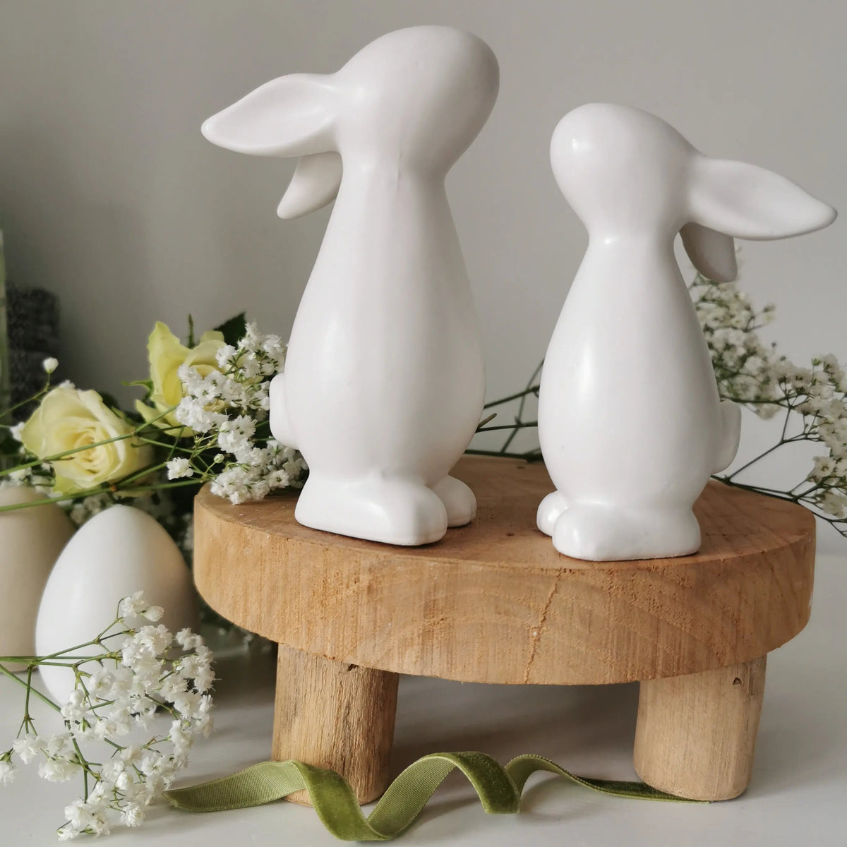White Ceramic Bunny – Matt Standing Easter Decoration   Handcrafted Sustainable Living  Almasea