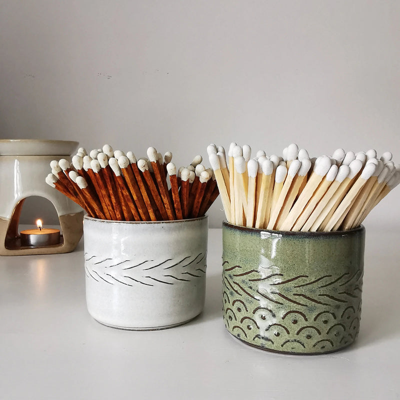 Ceramic Match Pot – Reactive Glaze & Long Matches   Handcrafted Sustainable Living  Almasea