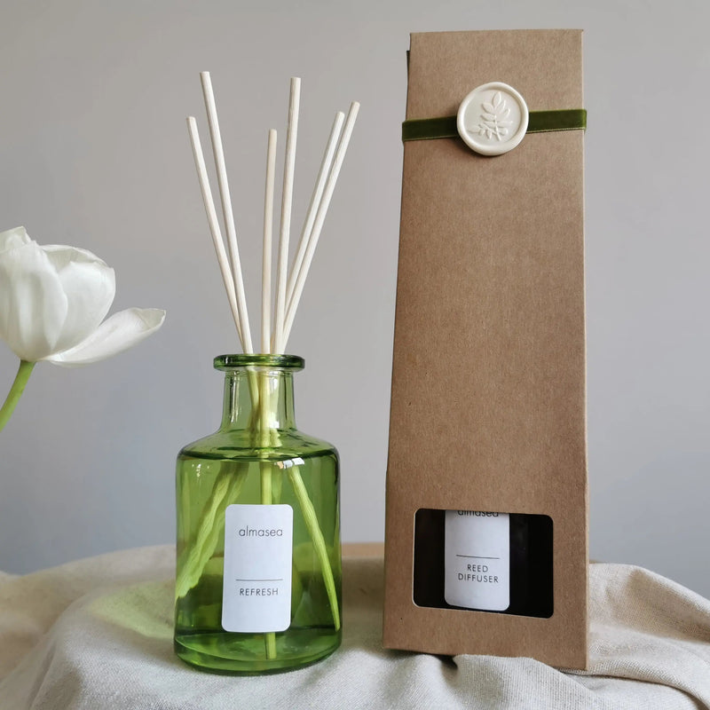 Refresh Reed Diffuser – Spearmint & Black Pepper, 200ml   Handcrafted Sustainable Living  Almasea