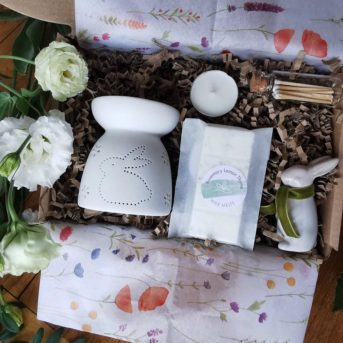 Bunny Wax Burner Gift Set – Porcelain Rabbit & Wax Melts   Handcrafted Sustainable Living  Almasea