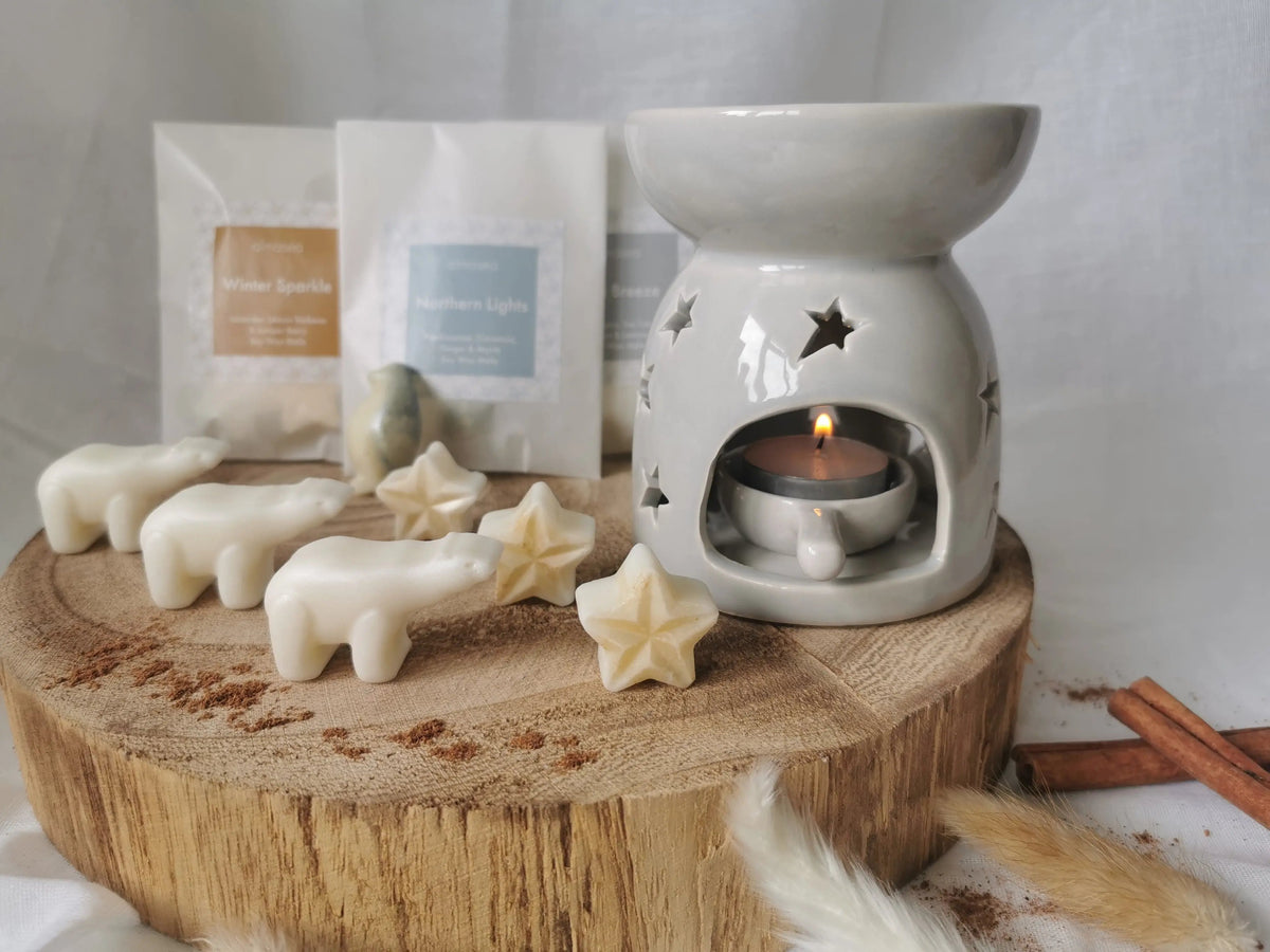 Grey Star Wax Melt Burner Gift Set – Christmas Winter Home Fragrance   Handcrafted Sustainable Living  Almasea