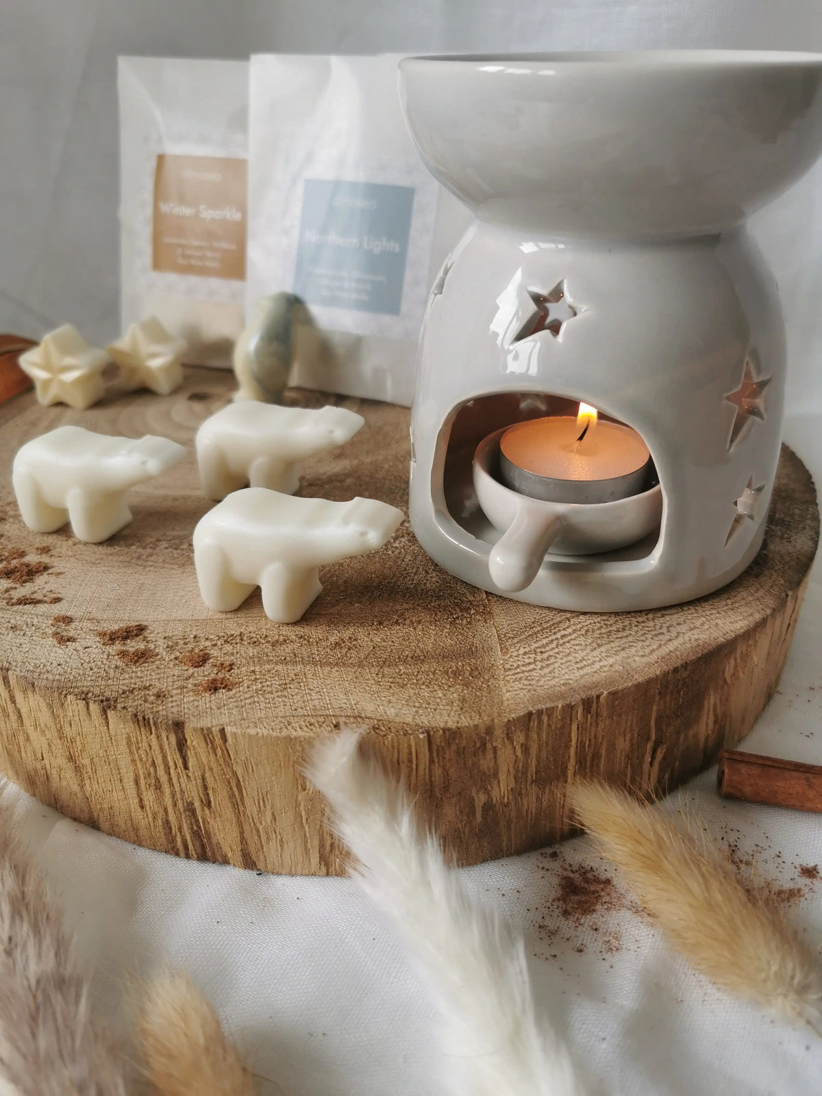 Grey Star Wax Melt Burner Gift Set – Christmas Winter Home Fragrance   Handcrafted Sustainable Living  Almasea