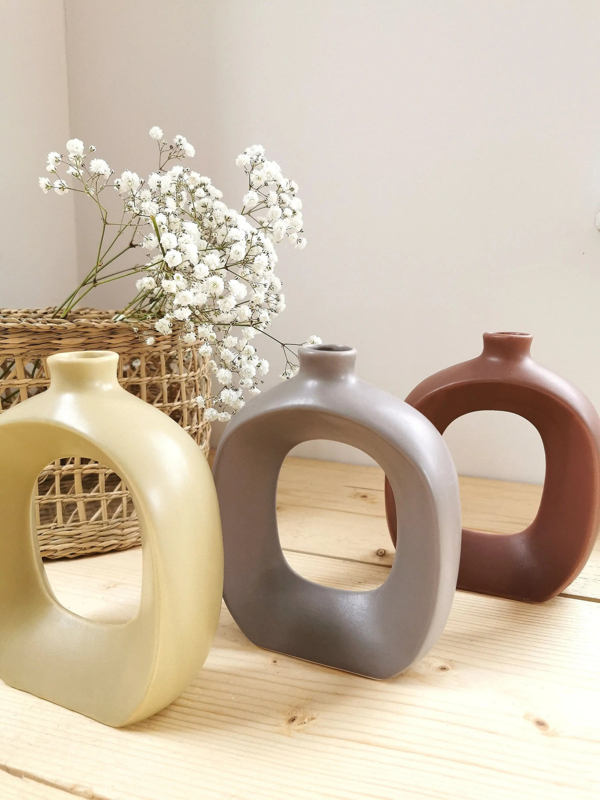 Oval Donut Vase – Nordic Scandinavian Style Ceramic Vase   Handcrafted Sustainable Living  Almasea