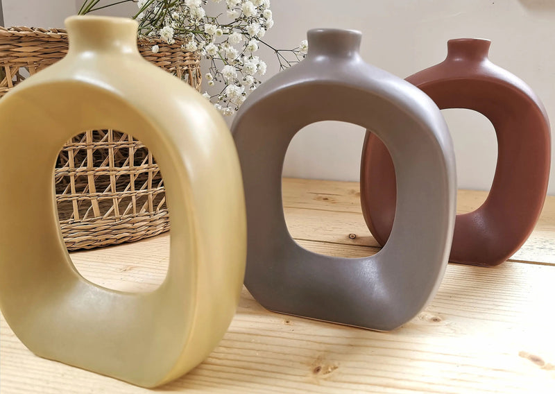 Oval Donut Vase – Nordic Scandinavian Style Ceramic Vase   Handcrafted Sustainable Living  Almasea