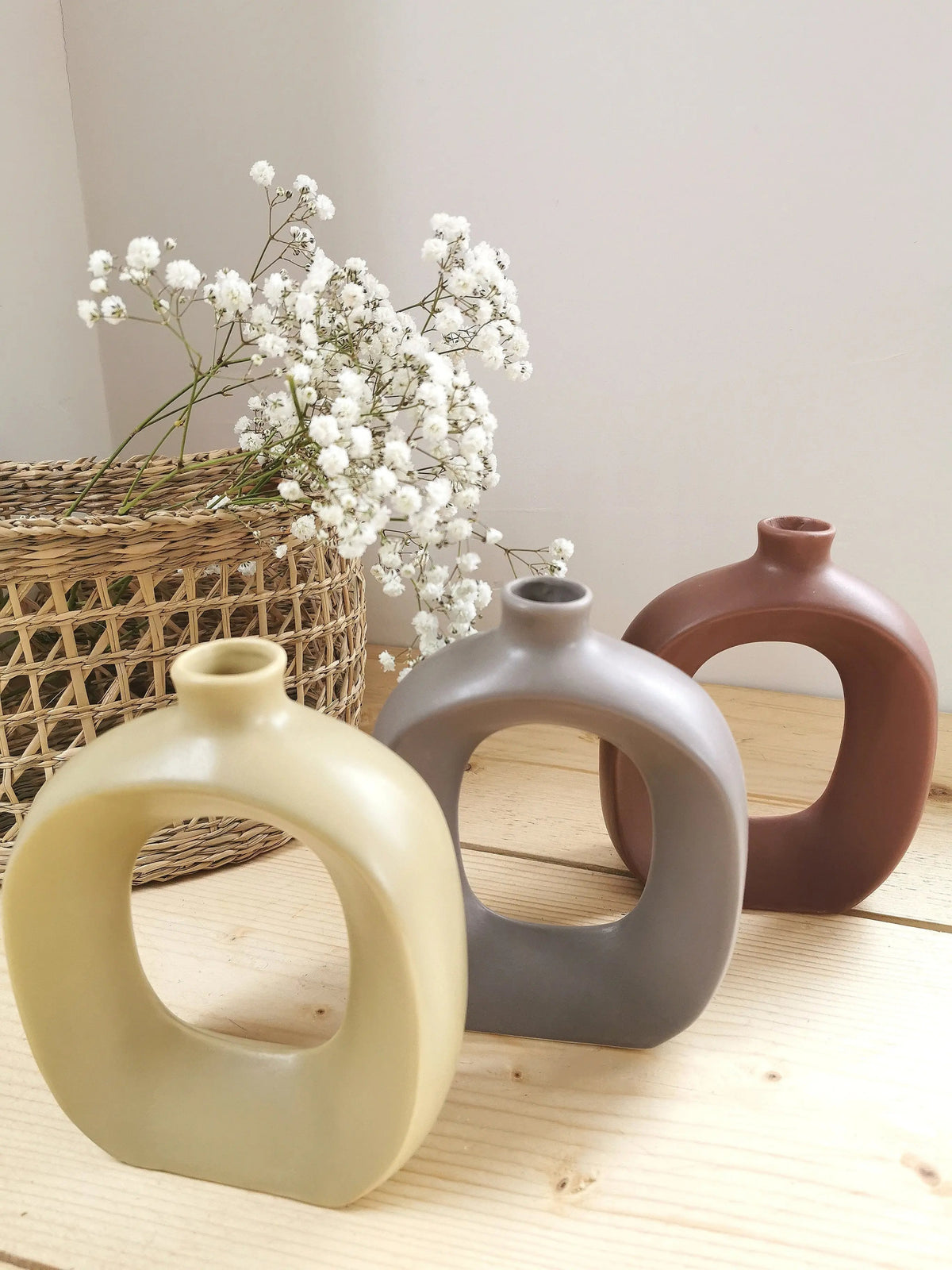 Oval Donut Vase – Nordic Scandinavian Style Ceramic Vase   Handcrafted Sustainable Living  Almasea