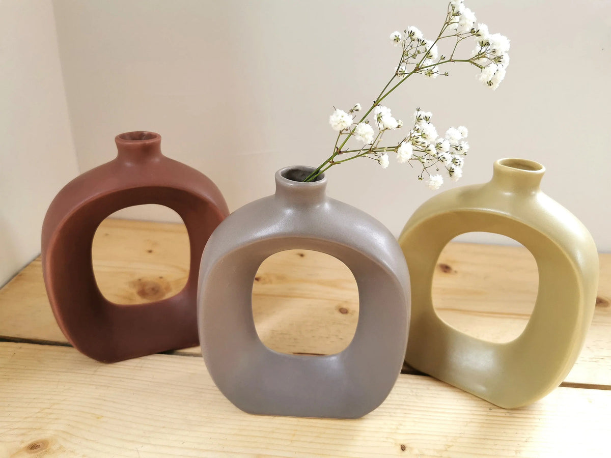 Oval Donut Vase – Nordic Scandinavian Style Ceramic Vase   Handcrafted Sustainable Living  Almasea