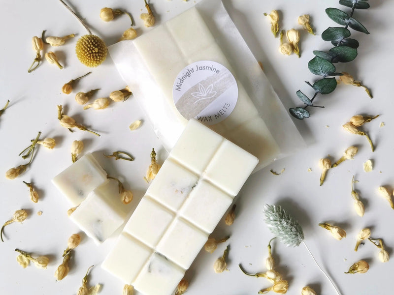 Midnight Jasmine Botanical Soy Wax Melt Snap Bar | Dried Jasmine Buds | 30hrs   Handcrafted Sustainable Living  Almasea